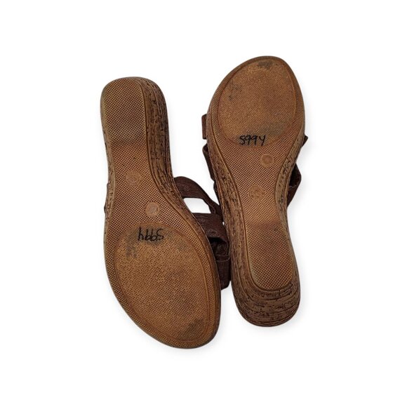 Italian Shoemakers Summery Boho Sandals Slides Wedge Brown Beaded Size 8 - Picture 5 of 7